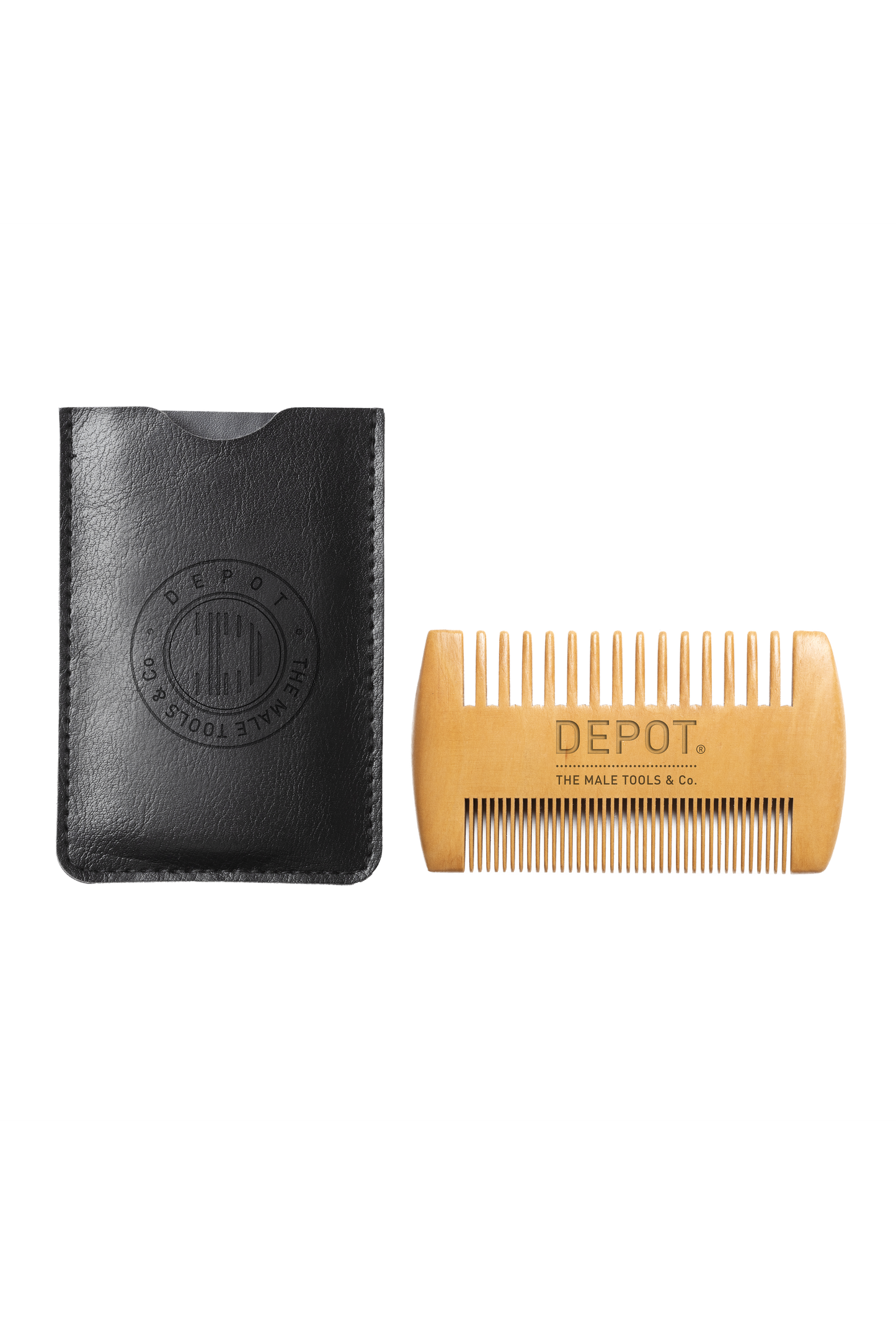 DEPOT NO.739 POCKET WOODEN BEARD COMB WITH CASE